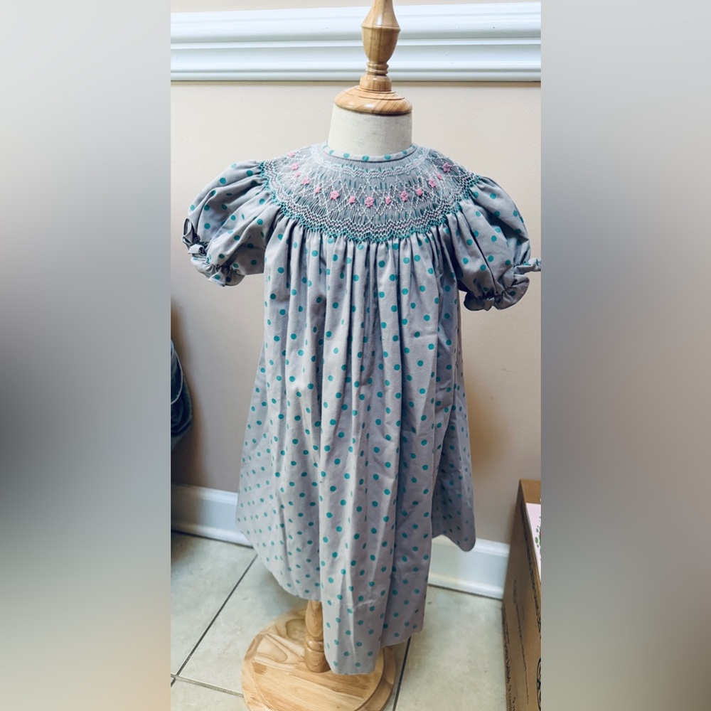 Rosalina Collection Polka Dot Smocked Dress